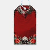 Romantische gotische iconen: hart, roos, schedel. cadeaulabel (Achterkant)