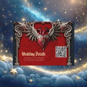 Romantische gotische iconen: hart, roos, schedel. informatiekaartje