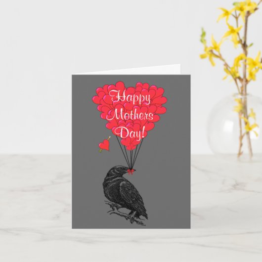 Romantische gotische kraai moederdag kaart (Gele Bloem)
