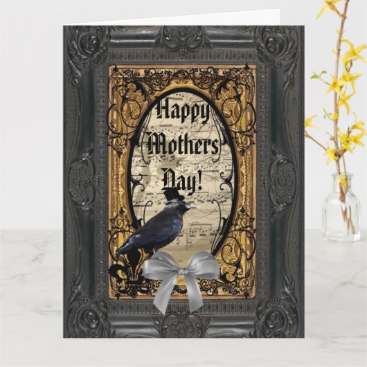 Romantische gotische kraaimoederdag kaart (Gele Bloem)