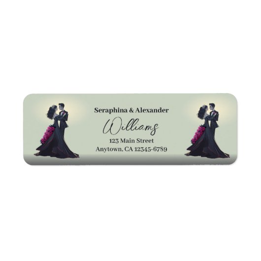 Romantische Gotische Liefhebbers Elegante Bruiloft Etiket (Voorkant)