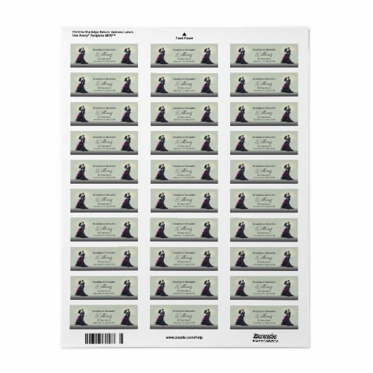 Romantische Gotische Liefhebbers Elegante Bruiloft Etiket (Full Sheet)