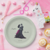 Romantische Gotische Liefhebbers Elegante Bruiloft Papieren Bordje (Feest)