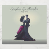 Romantische Gotische Liefhebbers Elegante Bruiloft Sparkling Wijnetiket (Enkel label)