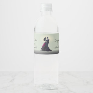 Romantische Gotische Liefhebbers Elegante Trouw  Waterfles Etiket