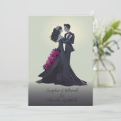 Romantische Gotische Liefhebbers Minimale Bruiloft Kaart (Staand voorkant)