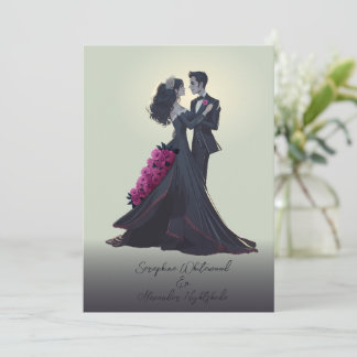 Romantische Gotische Liefhebbers Minimale Bruiloft Kaart