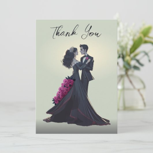 Romantische Gotische Lovers Elegant Dank u Kaart (Staand voorkant)