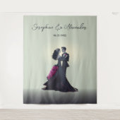 Romantische Gotische Lovers Elegante Bruiloft Acht Wandkleed (Voorkant)