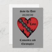Romantische gotische middeleeuwse rode hart sparen aankondigingskaart (Voorkant / Achterkant)