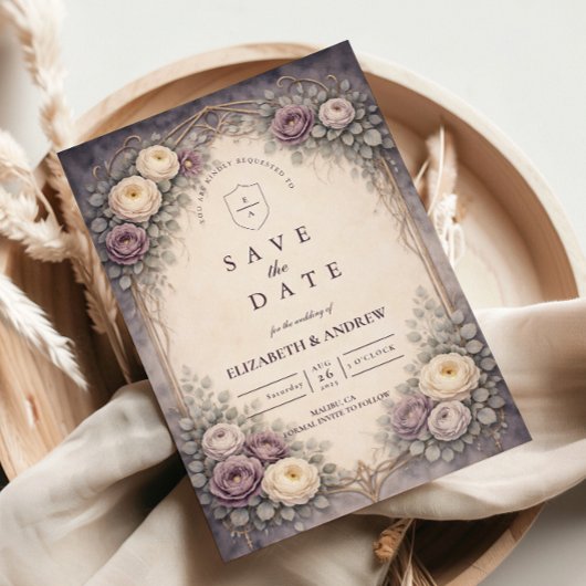 Romantische Gotische Pastel Bloemige Bruiloft Save The Date