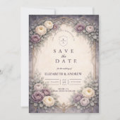 Romantische Gotische Pastel Bloemige Bruiloft Save The Date (Voorkant)