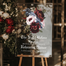 Romantische Gotische Raven bruiloft repetitie dine Acryl Bord