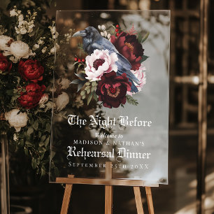 Romantische Gotische Raven bruiloft repetitie dine Acryl Bord