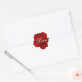 Romantische gotische rode roos ronde sticker (Envelop)