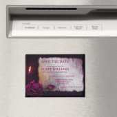 Romantische gotische roos & kaars save the date magneet (Insitu (Vaatwasser))