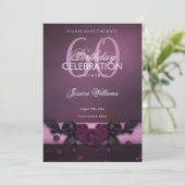 Romantische gotische rozen & bloemblaadjes verjaar save the date (Staand voorkant)