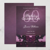 Romantische gotische rozen & bloemblaadjes verjaar save the date (Voorkant / Achterkant)