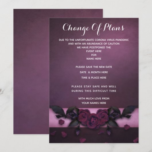 Romantische gotische rozen & bloemblaadjes Wijzigi Kaart (Voorkant / Achterkant)