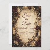 Romantische Gotische Rozen Bruiloft Save The Date (Voorkant)