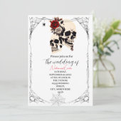 Romantische Gotische schedel bruiloft Uitnodiging (Staand voorkant)