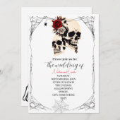Romantische Gotische schedel bruiloft Uitnodiging (Voorkant / Achterkant)