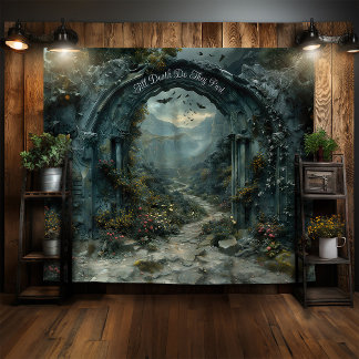 Romantische Gotische Trouwboog Halloween Fotocabin Wandkleed