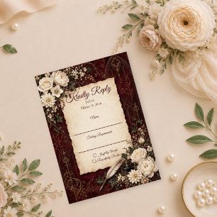 Romantische Gotische Vintage Bruiloft RSVP Kaartje