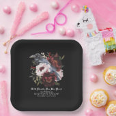 Romantische gotische waterverf raven bloemige brui papieren bordje (Feest)