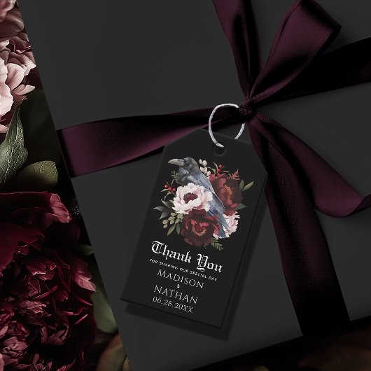 Romantische gotische Waterverf Raven Dank u Cadeaulabel