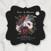 Romantische Gotische Waterverf Raven Floral Weddin Bedankjes Labels (Achterkant)