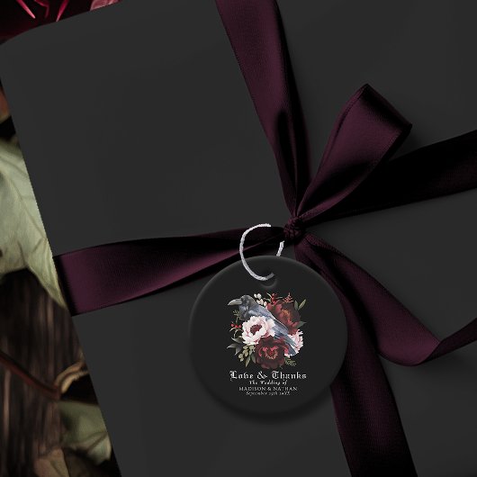 Romantische Gotische Waterverf Raven Floral Weddin Bedankjes Labels