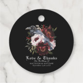Romantische Gotische Waterverf Raven Floral Weddin Bedankjes Labels (Achterkant)
