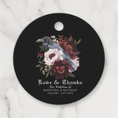 Romantische Gotische Waterverf Raven Floral Weddin Bedankjes Labels (Voorkant)