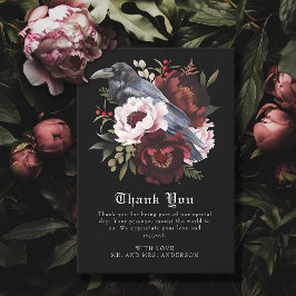 Romantische Gotische Waterverf Raven Floral Weddin Bedankkaart