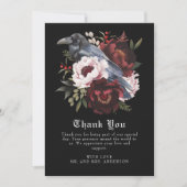 Romantische Gotische Waterverf Raven Floral Weddin Bedankkaart (Voorkant)
