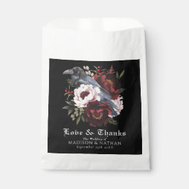 Romantische Gotische Waterverf Raven Floral Weddin Bedankzakje