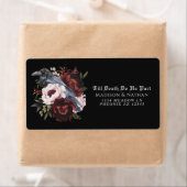 Romantische Gotische Waterverf Raven Floral Weddin Etiket (Insitu)