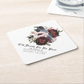 Romantische Gotische Waterverf Raven Floral Weddin Kartonnen Onderzetters (Schuin)