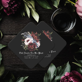 Romantische Gotische Waterverf Raven Floral Weddin Kartonnen Onderzetters