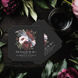 Romantische Gotische Waterverf Raven Floral Weddin Kartonnen Onderzetters