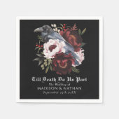 Romantische Gotische Waterverf Raven Floral Weddin Servet (Voorkant)
