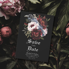 Romantische gotische Waterverf Raven Save the Date Kaart