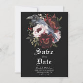 Romantische gotische Waterverf Raven Save the Date Kaart (Voorkant)