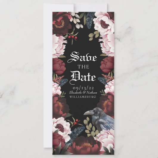 Romantische gotische Waterverf Raven Save the Date Kaart (Voorkant)