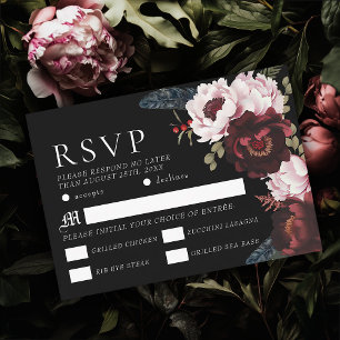 Romantische Gotische Waterverf Raven Wedding RSVP Informatiekaartje