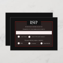 Romantische Gotische Zwart & Rood Wedding Response RSVP Kaartje