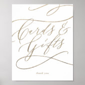 Romantische Goud Calligrafie Kaarten en Geschenken Poster (Voorkant)