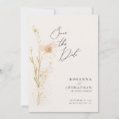 Romantische Goud en Blush Geperste Bloemen Save The Date (Voorkant)