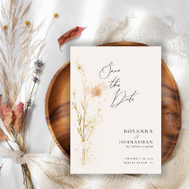 Romantische Goud en Blush Geperste Bloemen Save The Date